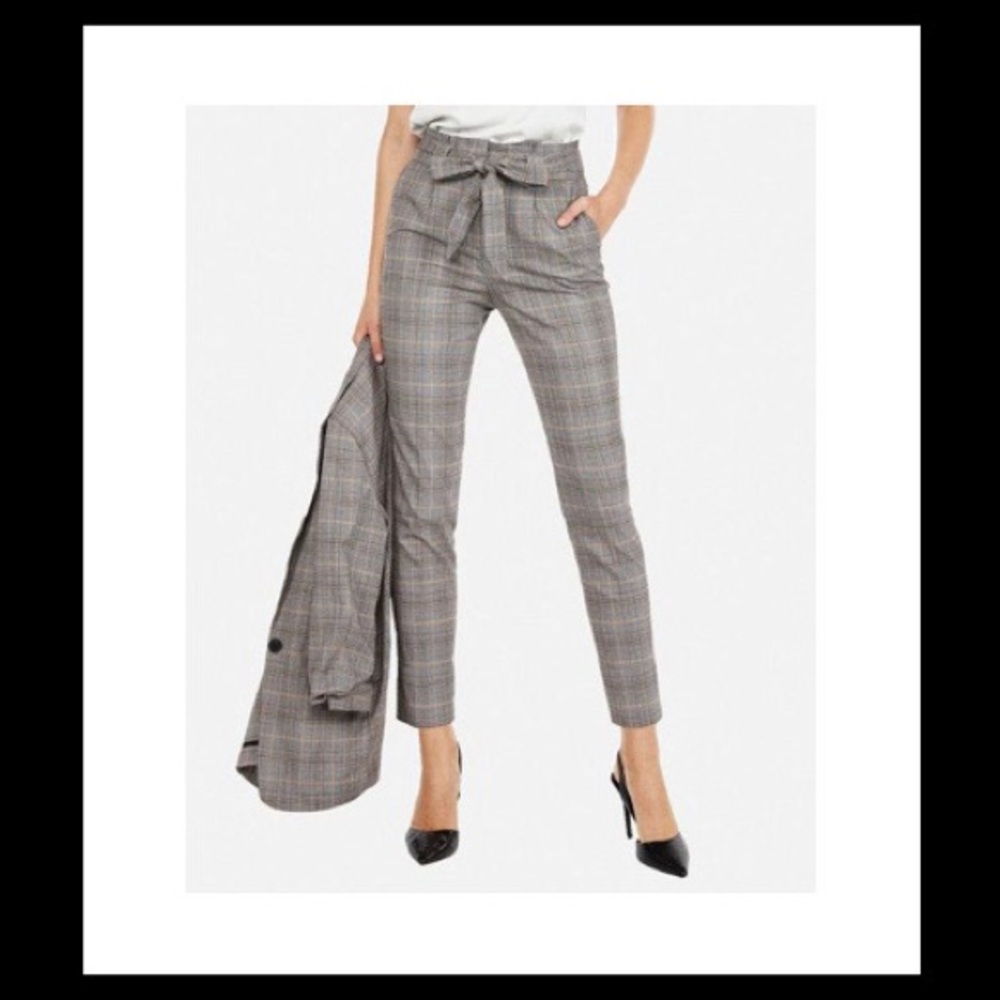 Express ankle paper bag pants with belt
